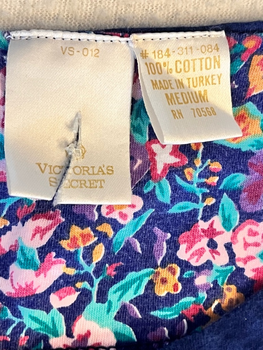 Vintage Victoria Secret Shirt Medium Navy Button-Front Cottagecore - Picture 6 of 6